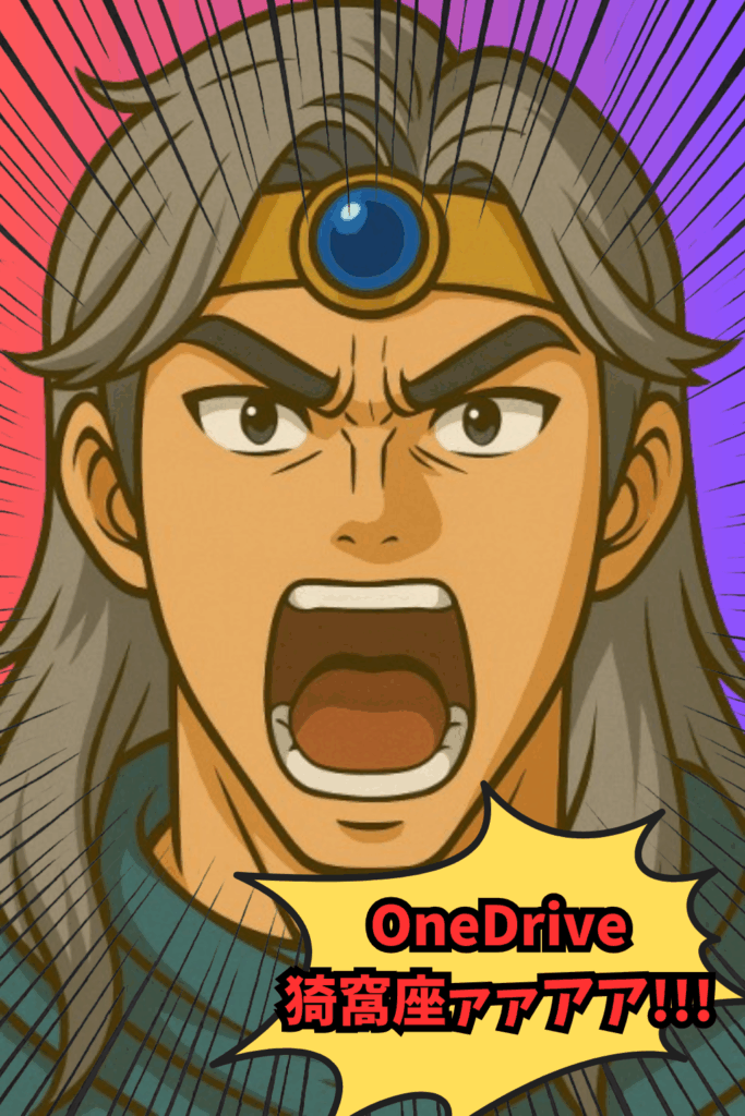 銀髪の男性キャラクターが目を見開き、口を大きく開けて叫んでいるアニメ風イラスト。額には青い宝玉のついた金のサークレットを着けている。