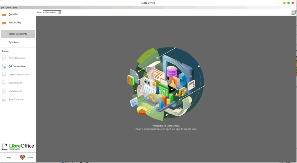 LibreOffice起動画面