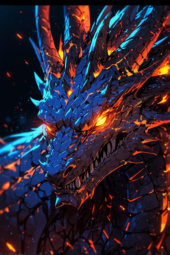 怒りに燃えるWin11バハムートの顔のアップ。