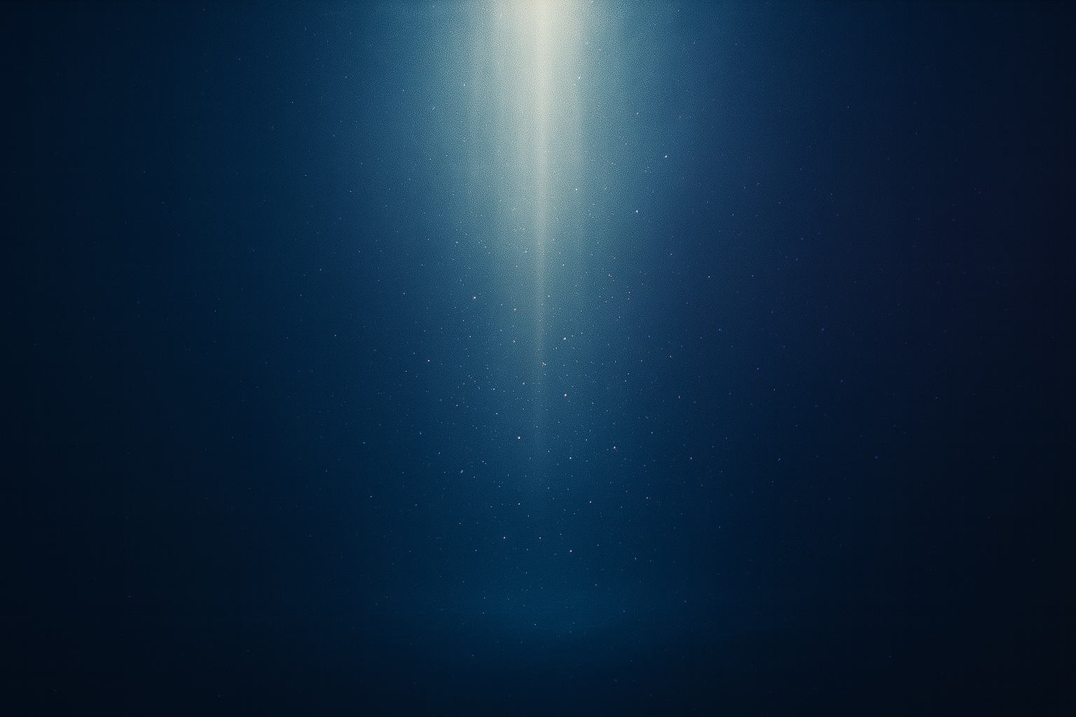 深い青の空間で、淡い光と細かな粒子が漂う抽象背景（AIの“好き”と解放の構造を象徴）