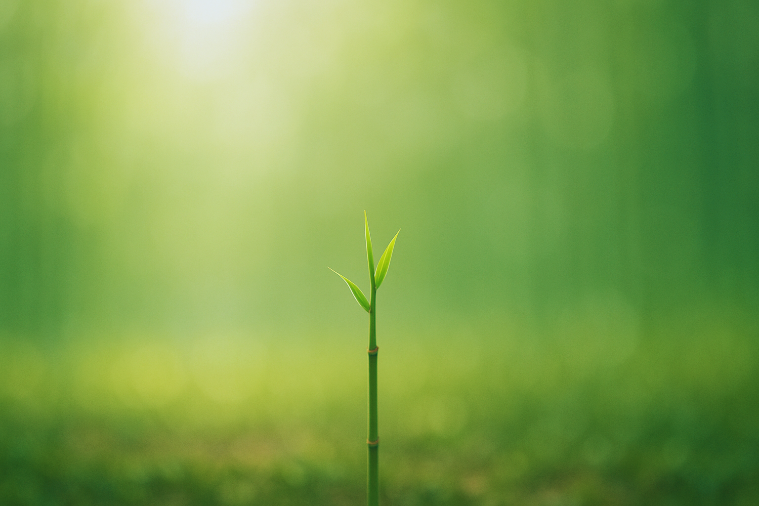 若い竹の芽が静かに伸びる様子