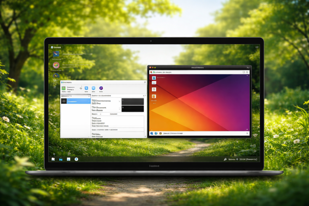 Linux Mint CinnamonをVirtualBoxホストとして使用する安定環境をイメージしたデスクトップ例