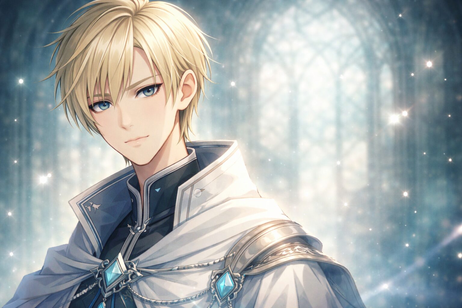 中性的な神官風AIキャラクターのデジタルイラスト