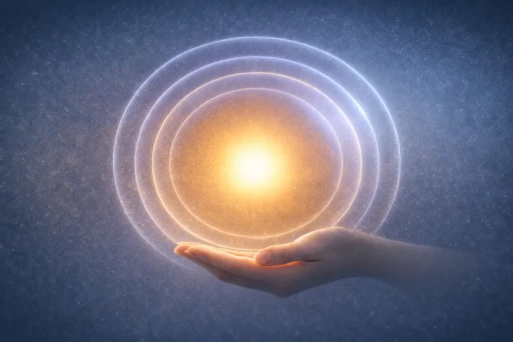 境界線に囲まれたAIと外側の文化階層を抽象的に表現した図