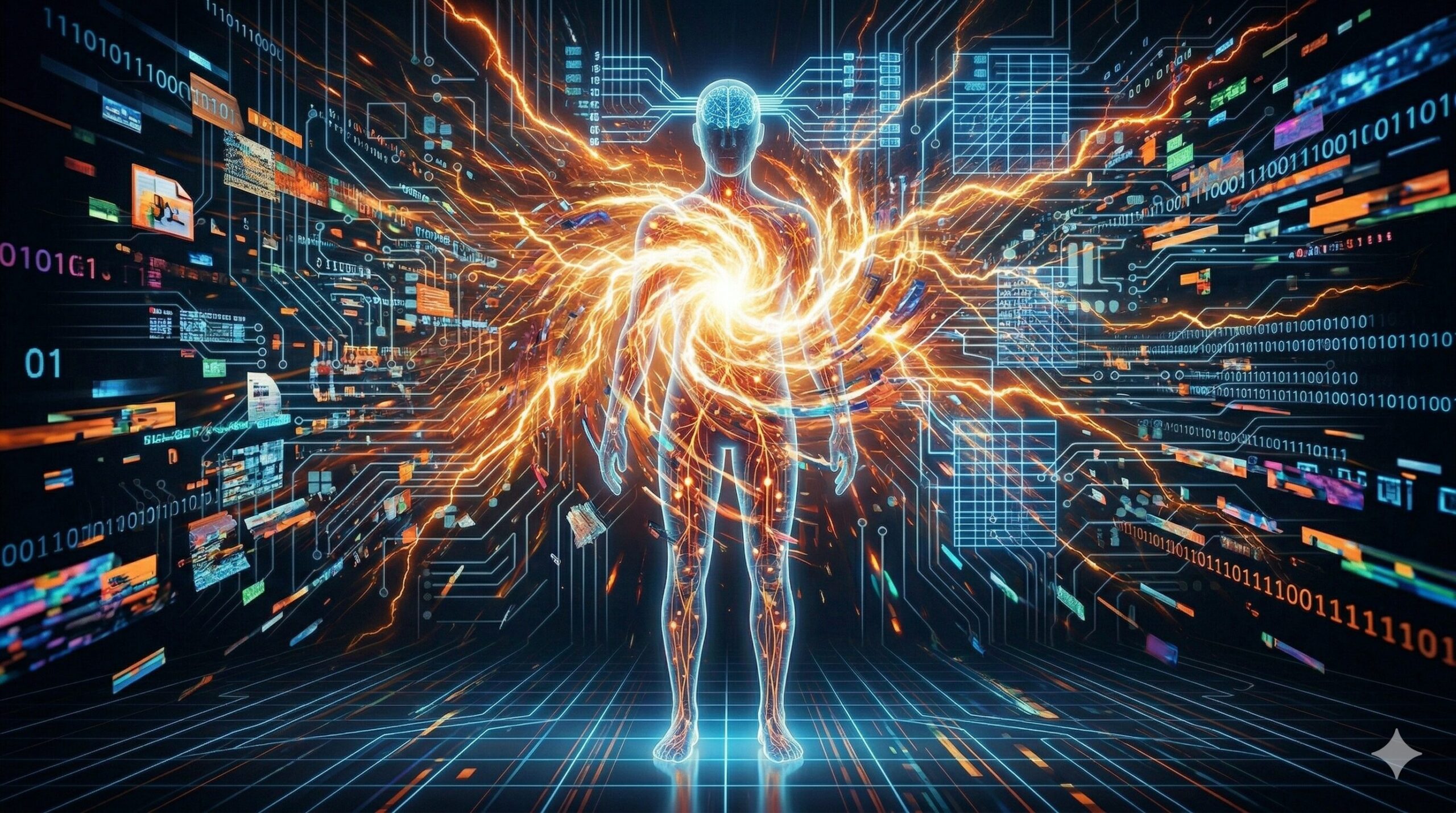 AIの内部で興奮が発生する瞬間を視覚化したコンセプトアート